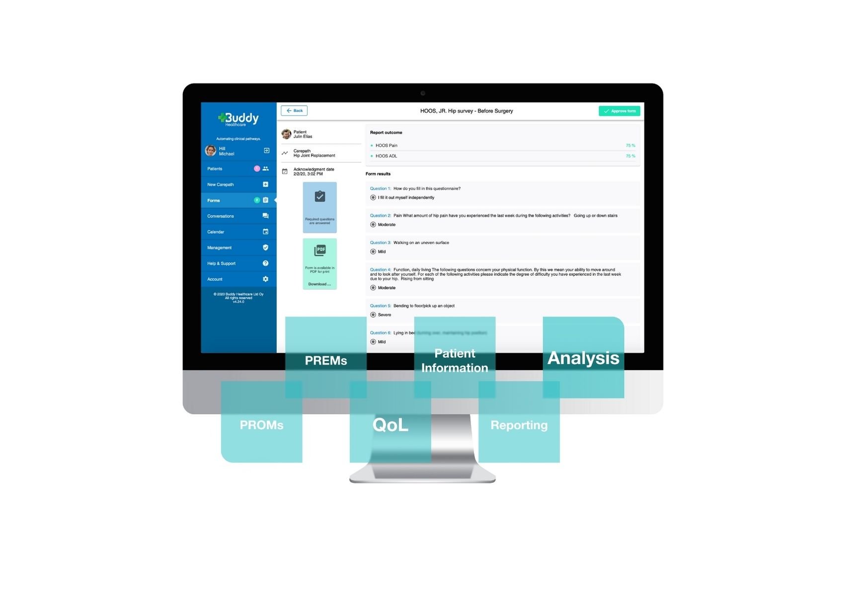 Die Telemedicine Software automatisiert das Sammeln von Patient Reported Outcomes und Patient Reported Experiences