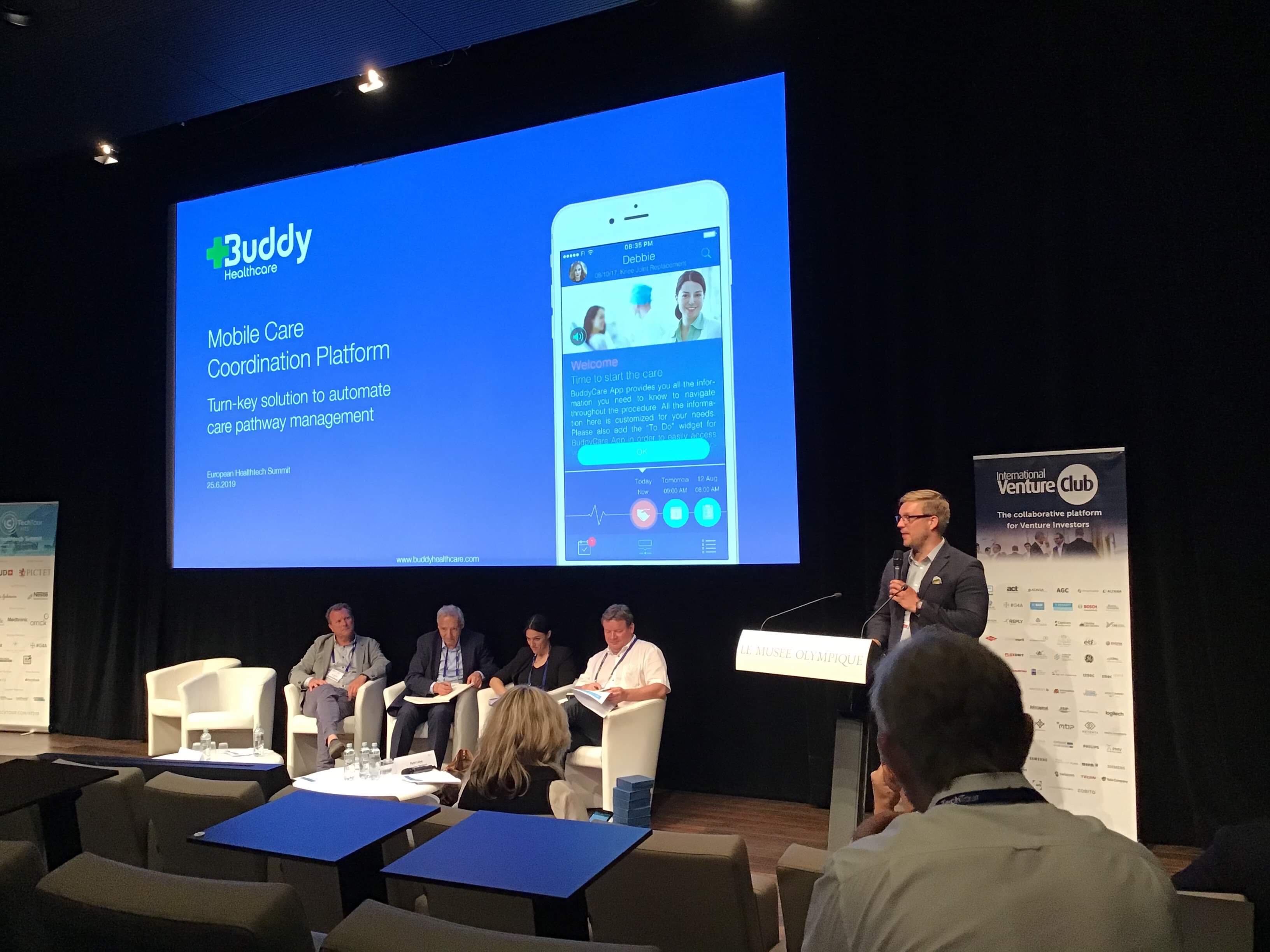 Buddy Healthcare's CEO Jussi Maatta presenting the BuddyCare Care Coordination Platform